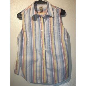 L. L. Bean Sleeveless Vertical Striped Shirt